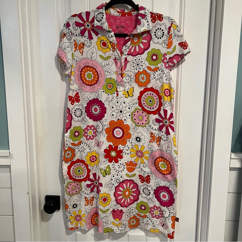 Nick & Nora Colorful Floral Collared Pajama Night Gown.‎ Size Small.